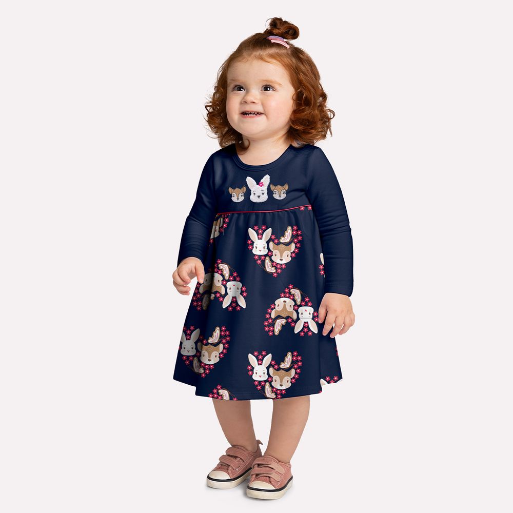 Kyly  Girls' Embroidered Dress 1000733 Navy