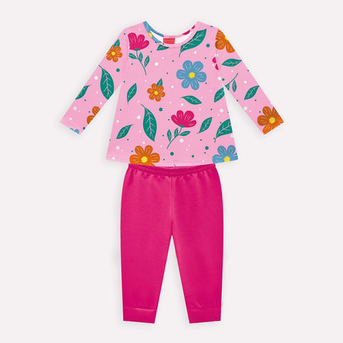 Kyly  Girls' Top & Leggings Set 1000734 Autumn Flowers Pink