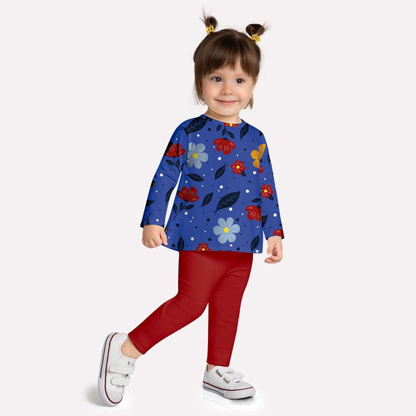 Kyly  Girls' Top & Leggings Set 1000734 Autumn Flowers Royal