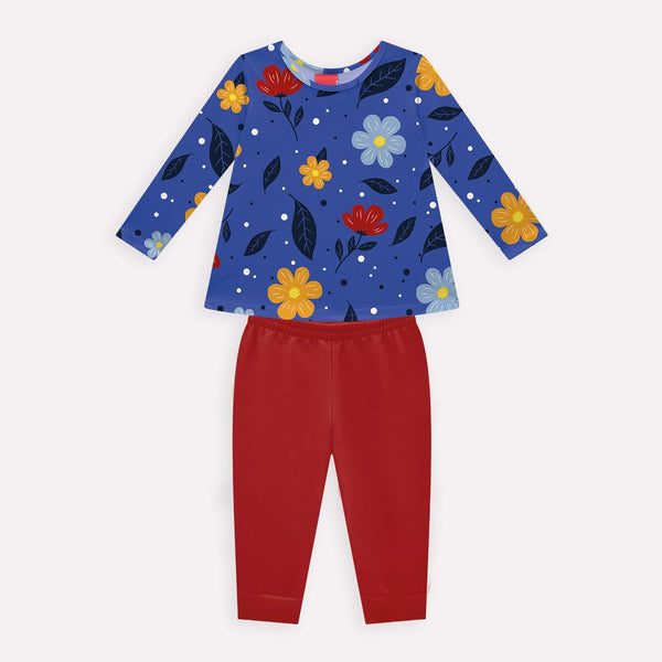 Kyly  Girls' Top & Leggings Set 1000734 Autumn Flowers Royal