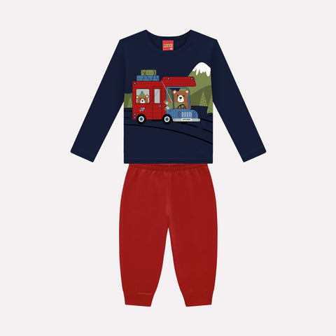 Kyly Boys' Top & Jog Pants Set 1000806 Navy Explorer Bears