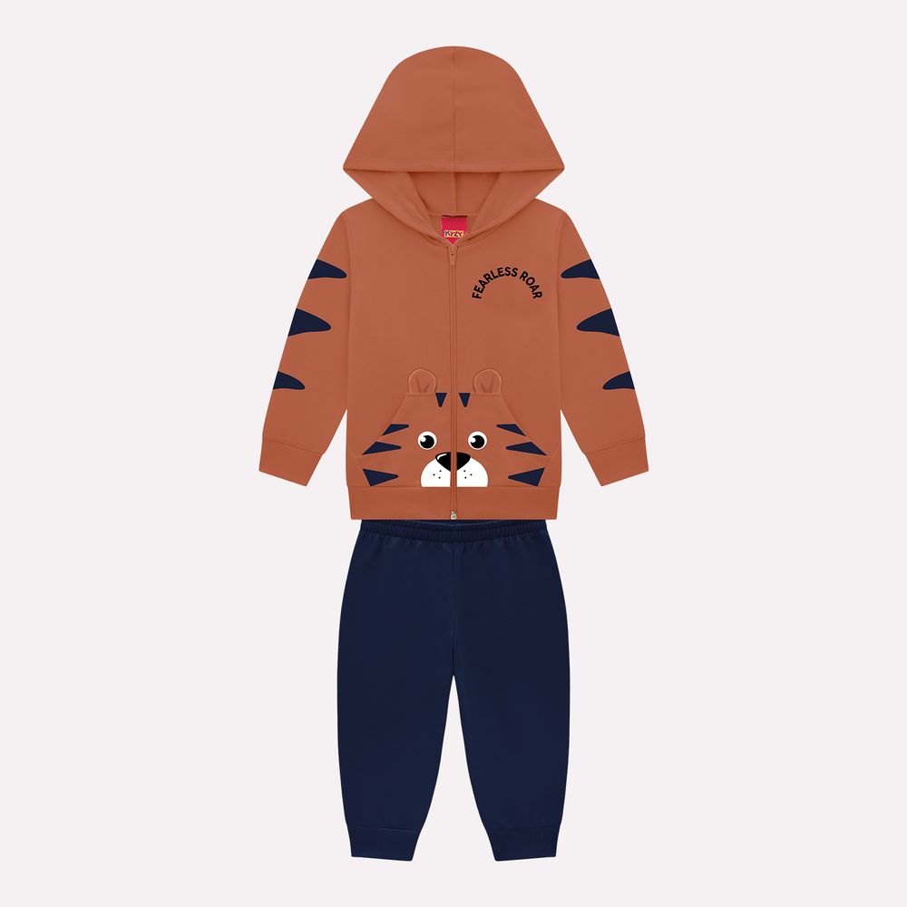 Kyly Boys' Top & Jog Pants Set Tiger 1000817 Burnt Orange-Navy