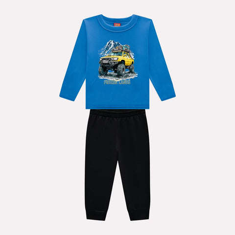Kyly Boys' Top & Jog Pants Set Off Road Adventures 1001201 Blue- Black