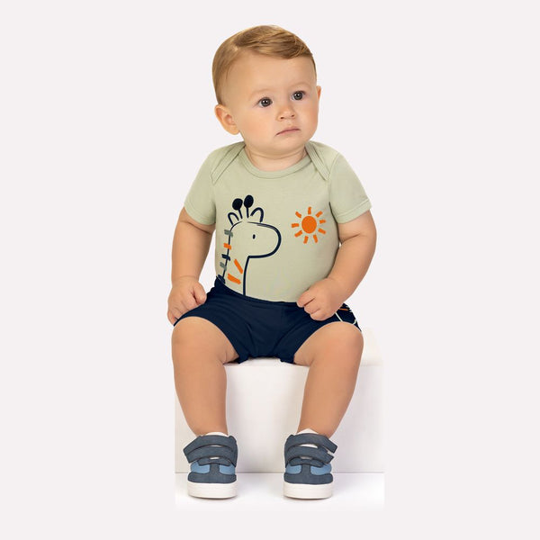 Kyly  Boys' Sweat Top & Jog Pants Set 10001230 Sage Green Sunny Giraffe