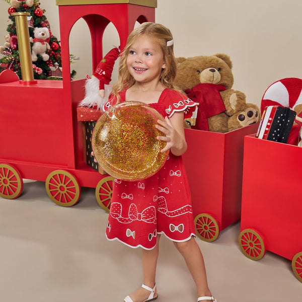 Kyly Girls' Cotton Dress Dress with Bows  1001248-4372