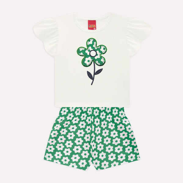 Kyly Girls' TShirt & Shorts Set 1001281­ Embroidered Flower Print