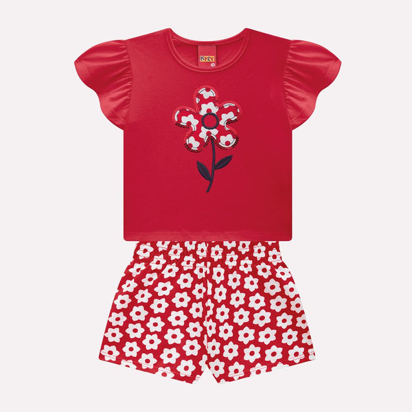 Kyly Girls' TShirt & Shorts Set 1001281­ Embroidered Flower Print