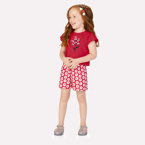 Kyly Girls' TShirt & Shorts Set 1001281­ Embroidered Flower Print