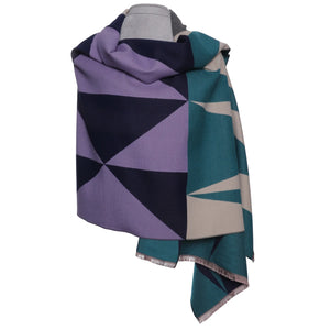 Zelly Geo Reversible Scarf with Scarf Pin- Lilac