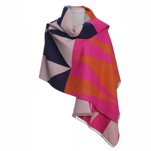 Zelly Geo Reversible Scarf with Scarf Pin- Orange
