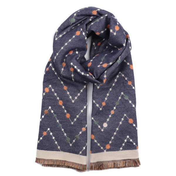Zelly Pulse Reversible Scarf & Scarf Pin- Blue