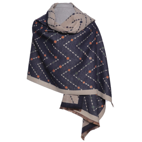 Zelly Pulse Reversible Scarf & Scarf Pin- Blue