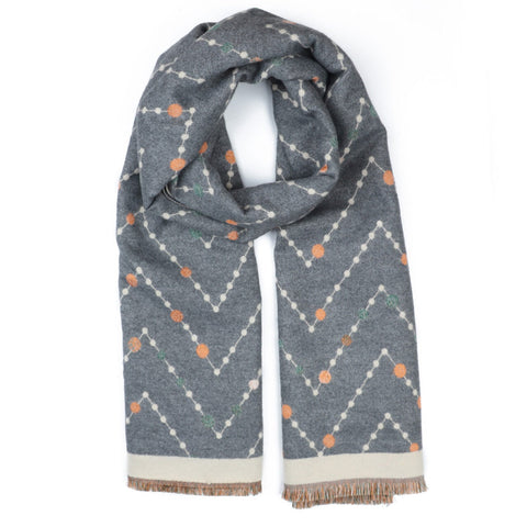 Zelly Pulse Reversible Scarf & Scarf Pin- Grey