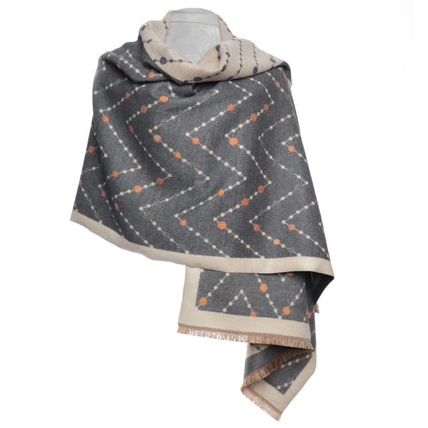 Zelly Pulse Reversible Scarf & Scarf Pin- Grey