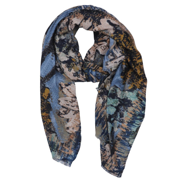 Zelly Scarf Abstract Print Blue