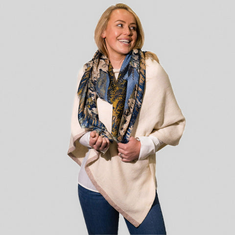 Zelly Scarf Abstract Print Blue