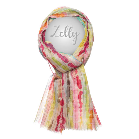 Zelly Scarf Metalic Thread Abstract Hot Pink