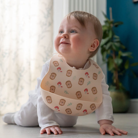 Ziggle Catch It Silicone Bib Hedgehog  Beige