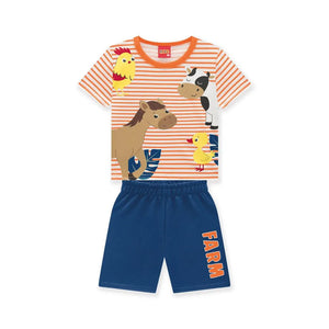 Kyly Boy's Set T-shirt + Shorts 112652 Farm Friends Orange