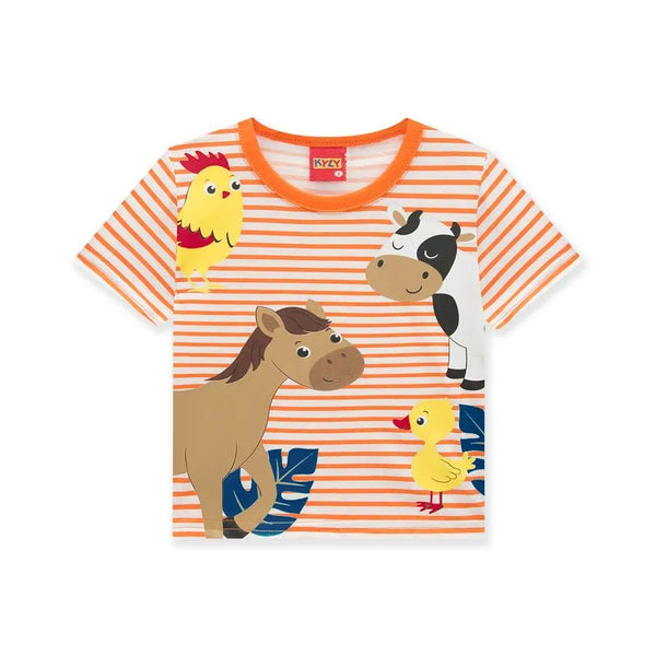 Kyly Boy's Set T-shirt + Shorts 112652 Farm Friends Orange