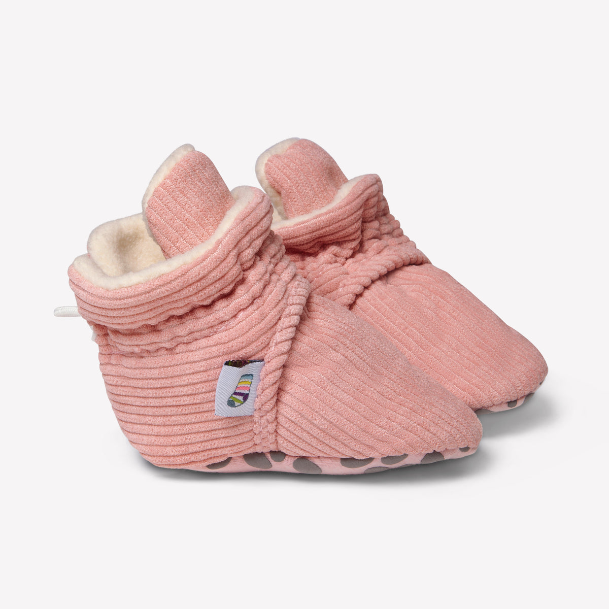 The Little Sock Co -Stay-on, Non-Slip Bootie - Pink Corduroy