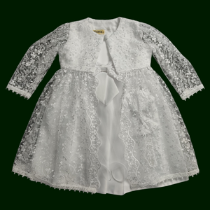 Visara Short Christening Dress B1201 White