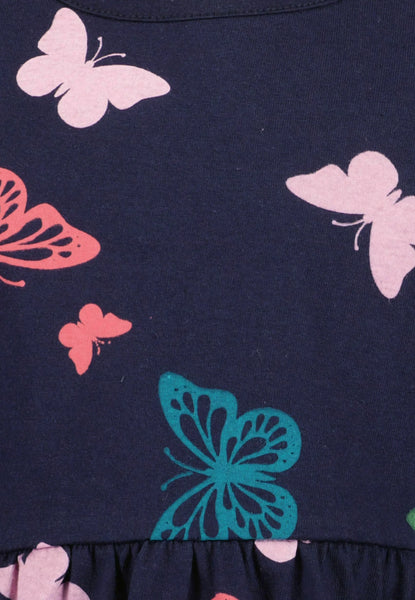 Blue Seven Girls'  Casual Dress Butterfly Print 773728-5900 Navy