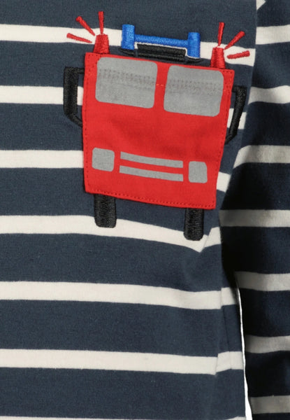 Blue Seven Boys' Long Sleeve Striped TShirt 850767 Dark Blue Fire Engine