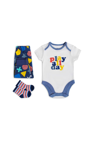 Lily & Jack Baby Boy's 3 Piece Bodysuit, Jog Pants & Socks W23700