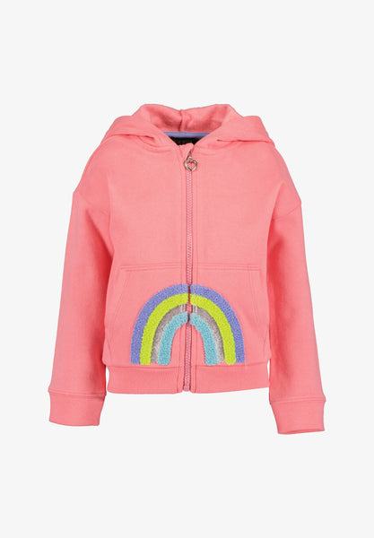 Blue Seven Girls' Long Sleeve Zip Hoodie Rainbow 764701 Salmon