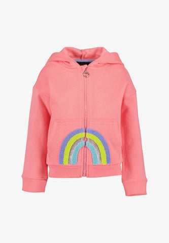 Blue Seven Girls' Long Sleeve Zip Hoodie Rainbow 764701 Salmon