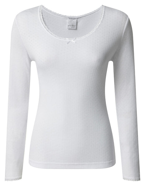 Vedoneire Women's Brushed Thermal Long Sleeve Winter Top 2222 White