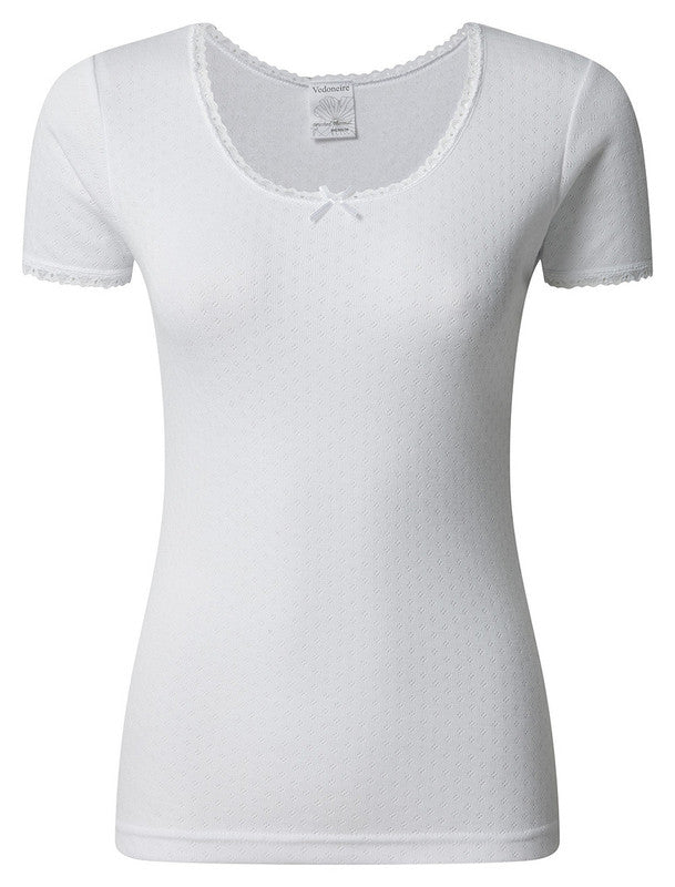 Vedoneire Women's Brushed Thermal Short Sleeve Winter Top 2223 White