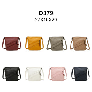 Ladies  PU Leather Zipped Crossbody Bag D379