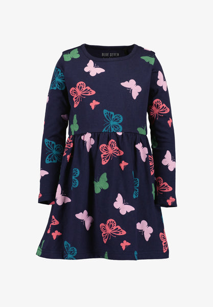 Blue Seven Girls'  Casual Dress Butterfly Print 773728-5900 Navy