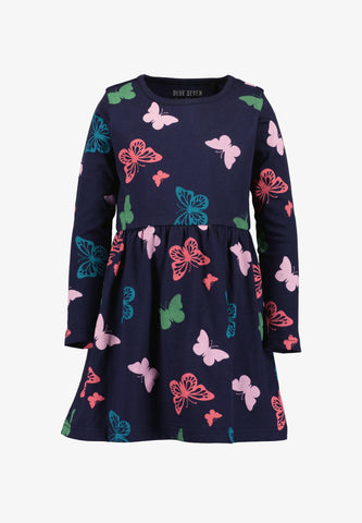 Blue Seven Girls'  Casual Dress Butterfly Print 773728-5900 Navy