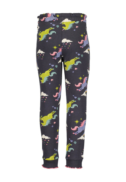 Blue Seven Girls' Elasticated Cuff Jog Pants Unicorn Rainbow 775166-9850 Dark Grey