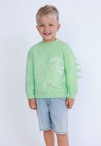 Blue Seven Boys' Long Sleeve Sweat Top 817649 Dinosaurs Print Light Green