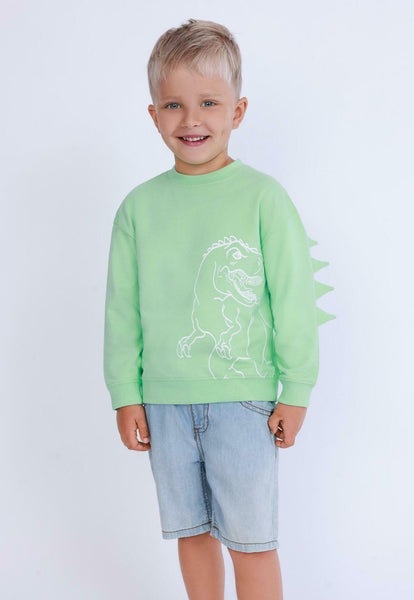 Blue Seven Boys' Long Sleeve Sweat Top 817649 Dinosaurs Print Light Green