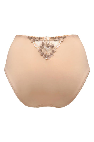 Pour Moi Sofia Lace Embroidered Deep Brief - Latte