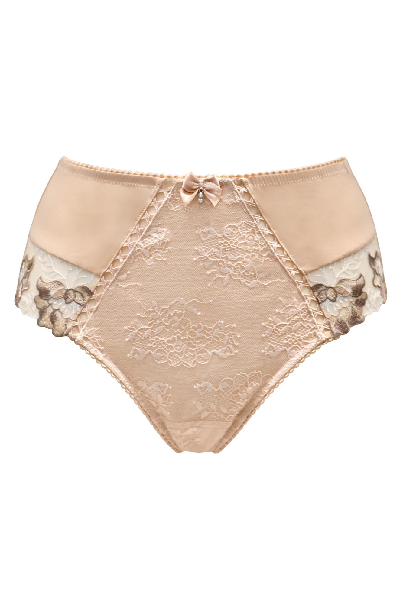 Pour Moi Sofia Lace Embroidered Deep Brief - Latte