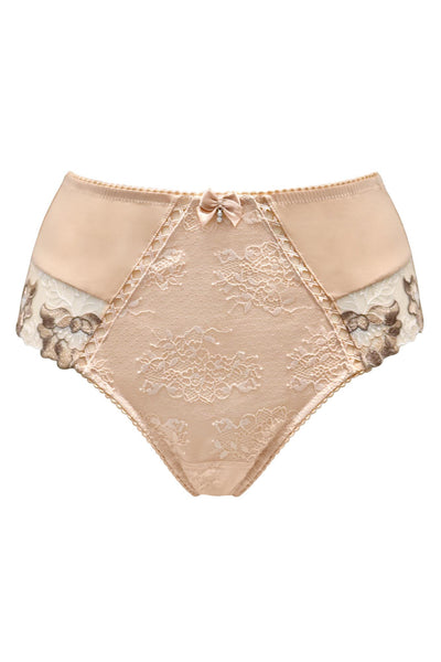Pour Moi Sofia Lace Embroidered Deep Brief - Latte