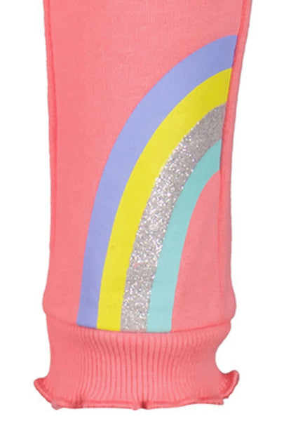 Blue Seven Girls' Elasticated Cuff Jog Pants Sparkly Rainbow 775166-2250 Salmon