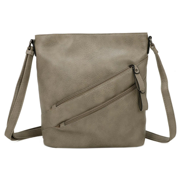 Ladies  PU Leather Zipped Crossbody Bag D379