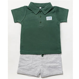 Little Gent Boys Climbing Trees Polo Top & Short Outfit B03662