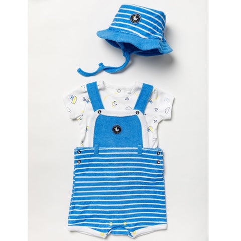 Rock A Bye Baby Boys Jersey T-Shirt, Terry Dungaree & Bucket Hat B03922