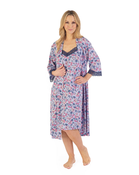 Gaspe Women's 42" Supersoft Modern Floral Kimono Wrap GL06704 Pink