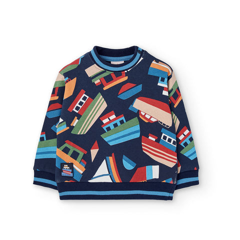 Boboli Boy's Printed Plush Sweatshirt Navy 322007-9724