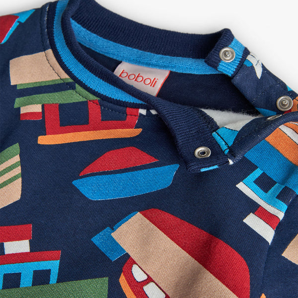 Boboli Boy's Printed Plush Sweatshirt Navy 322007-9724