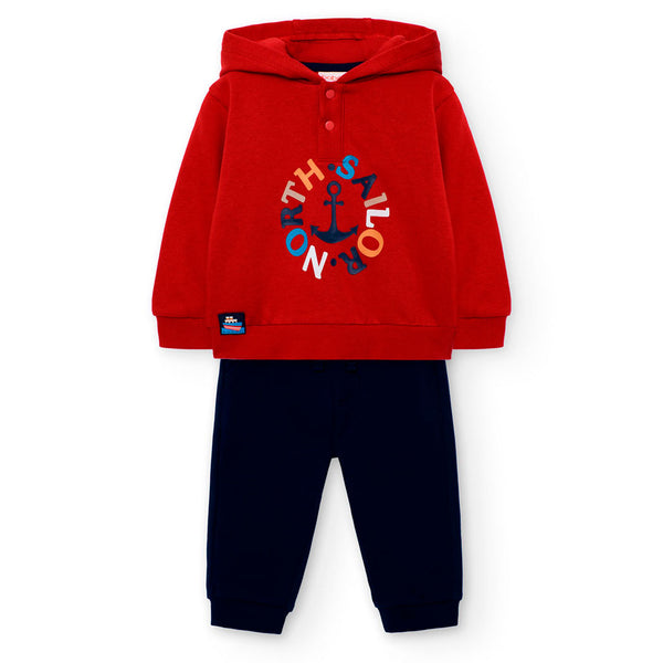 Boboli Boy's Printed Plush Sweatshirt Red-Navy 322085-3945